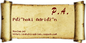 Páhoki Adrián névjegykártya