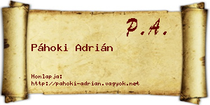 Páhoki Adrián névjegykártya